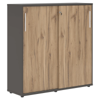 Шкаф средний с дверьми купе EMC 1343 Дуб Денвер светлый/Белый/Мокко 1346х430х1355 EDIS