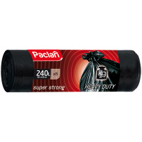Мешки для мусора 240л Paclan 'Super strong' ПВД, 90*130см, 30мкм, 5шт., черного цвета, в рулоне