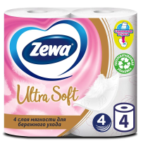 Туалетная бумага Zewa Ultra Soft 4-слойная, 4 рулона