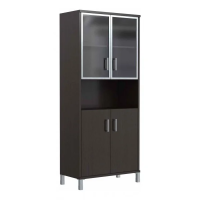 Шкаф высокий Skyland Born B430.9, венге магия, 900х450х2054мм, со стеклом в раме