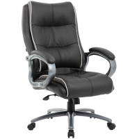 Кресло руководителя Brabix Strong HD-009 экокожа-ткань, черная-серая, крестовина хром