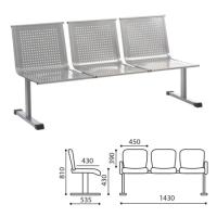 Секция многоместная Стайл Стайл серебристое, металл