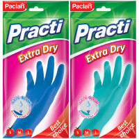 Перчатки резиновые Paclan 'Practi Extra Dry', S, цвет микс, пакет с европодвесом