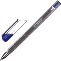 Ручка шариковая Kores К11 синяя, 1мм, прозрачный корпус