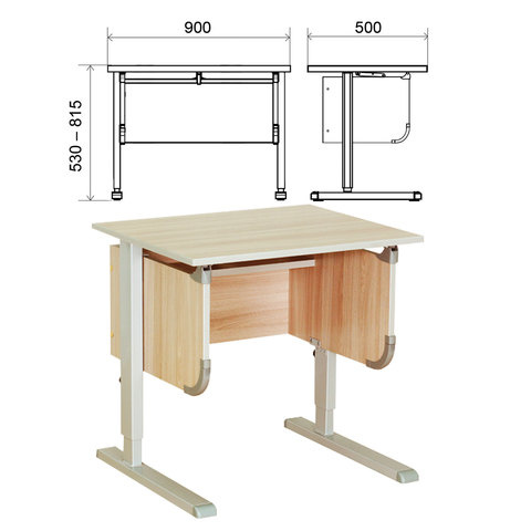 Стол парта ученический 2 местный регулируемый 1200 500