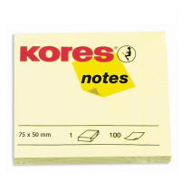 Блок для записей с клейким краем Kores желтый, пастельный, 75х50мм, 100 листов