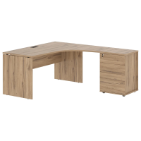 Стол эргономичный с тумбой EDCET 1518(R) Дуб Денвер светлый/Черный 1560х1880х750 EDIS