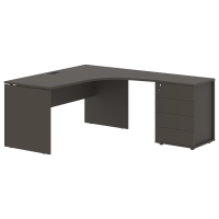 Стол эргономичный с тумбой EDCET 1518(R) Мокко/Черный 1560х1880х750 EDIS