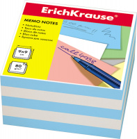 Блок для записей непроклеенный Erich Krause голубой с белым, 90х90х50мм, 2723