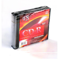 Диск CD-R Vs 700Mb, 52x, Slim Case, 5шт/уп