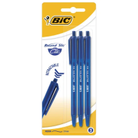 Набор шариковых ручек Bic Round Stic Clic синие, 0.32мм, 3шт/уп, автоматические