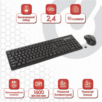 Комплект клавиатура+мышь беспроводной Sonnen K-648 черный
