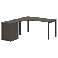 Стол эргономичный с тумбой EUCET 1518(L) Мокко/Черный 1560х1880х750 EDIS