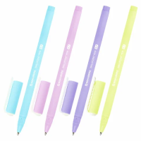 Ручка шариковая BRAUBERG SOFT TOUCH STICK 'PASTEL' СИНЯЯ, мягкое покрытие, корпус ассорти, узел 0,7