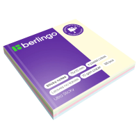 Блок для записей с клейким краем Berlingo Ultra Sticky 4 цвета, 75х75мм, 100 листов