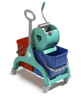 Тележка Nick30 (2*15 л) TTS,  пластик.база зеленая с боковой пластиковой ручкой и отжимом DRY, 00066