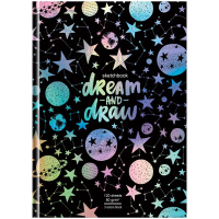 Скетчбук 120л., А5 7БЦ BG 'Мечтай и рисуй', матовая ламинация, выб. лак, 80г/м2, трехцветный тониров