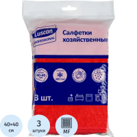 Салфетки хозяйственные Luscan Professional 300г/м2 40х40см 3шт/уп красные