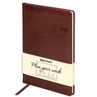 Еженедельник датированный 2026, БОЛЬШОЙ ФОРМАТ 210х297 мм, А4, BRAUBERG 'Imperial', под кожу, коричн