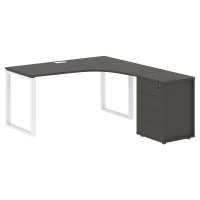 Стол эргономичный с тумбой EQCET 1518(R) Мокко/Белый 1560х1880х750 EDIS