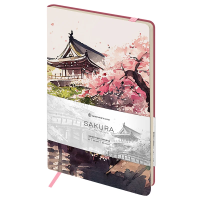 Записная книжка А5 80л. ЛАЙТ, кожзам, Greenwich Line 'Сакура. Карахафу', с резинкой, тиснение фольгой, блок в линию