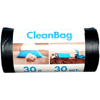 Мешки для мусора  30л КБ 'CleanBag' ПНД, 48*55см, 12мкм, 30шт., черного цвета, в рулоне