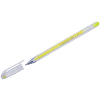 Ручка гелевая Crown Hi-Jell Color желтая, 0.7мм