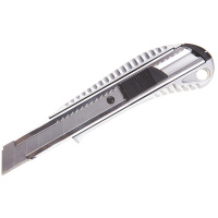 Канцелярский нож Erich Krause 18мм, металлический корпус, с фиксатором, серебристый