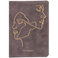 Обложка для паспорта OfficeSpace 'Life line', иск. замша, серый, тиснение фольгой