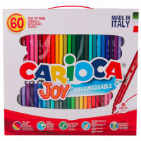 Фломастеры CARIOCA (Италия) 'Joy', 60 шт., 30 цветов, суперсмываемые, картонная коробка с ручкой, 41