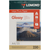 Фотобумага для струйных принтеров Lomond А4, 25 листов, 230г/м2, глянцевая, одност., 102049