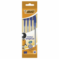 Ручки шариковые BIC 'Cristal Original', НАБОР 4 шт., СИНИЕ, узел 1 мм, линия 0,32 мм, пакет, 8308601