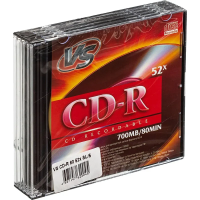 Диск CD-R Vs 700Mb, 52x, Slim Case, 5шт/уп