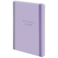 Ежедневник недатированный с резинкой А5 145х203 мм, BRAUBERG, твердый, 160 л., 'Minimal', сиреневый,