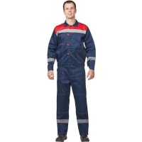Костюм рабочий летний мужской (р.60-62) 182-188, сине-красный, брючный, с СОП, л20