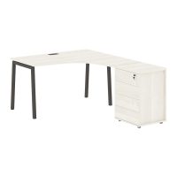 Стол эргономичный с тумбой ELCET 1318(R) Ясень Траун/Мокко 1360х1880х750 EDIS