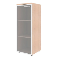 Шкаф-колонка средний Skyland Xten XMC 42.7, левый, бук тиара, 432х432х1190мм, со стеклянной дверью в алюминиевой раме, с топом