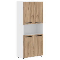 Шкаф высокий широкий EHCS 85.4 Дуб Денвер светлый/Черный/Белый 852х430х1967 EDIS