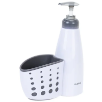 Дозатор для моющего средства, органайзер кухонный + губка, БЕЛЫЙ, 8х20х16 см, LAIMA HOME, 700048