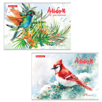 Альбом для рисования А4 24 л., скоба, обложка картон, BRAUBERG, 202х285 мм, 'Райские птички' (2 вида