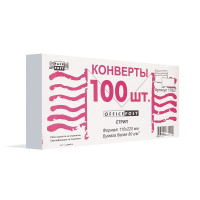 Конверт почтовый Officepost Е65 белый, 110х220мм, 80г/м2, 100шт, стрип