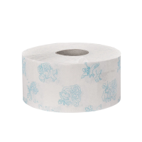Туалетная бумага Merida TB2408 в рулоне, Топ Принт Мини, 2 слоя, 170м, белая с бирюзовым рисунком, 12шт/уп