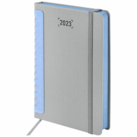 Ежедневник датированный 2023 А5 138x213 мм BRAUBERG 'Original', серый/голубой, 114120