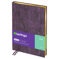 Ежедневник датированный Berlingo Glow фиолетовый, A5, 184 листа, под кожу, зол. срез, 2024