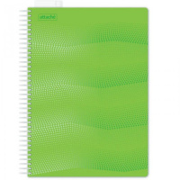 Тетрадь общая Attache Waves зеленая, A4, 100 листов, в клетку, на спирали, пластик