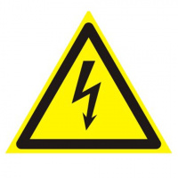 Знак Опасность поражения электрическим током 200х200х200мм, самоклеящаяся пленка ПВХ, W 08