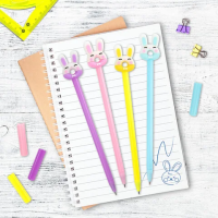 Ручка шариковая Юнландия Зайка-пончик синяя, 0.35мм, корпус ассорти