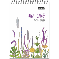 Блокнот Attache Nature White flowers, А5, 60 листов, в клетку, на спирали