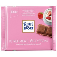Шоколад RITTER SPORT 'Клубника с йогуртом', молочный с начинкой, 100 г, Германия, RU2376