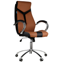 Кресло руководителя Helmi HL-E01 'Inari', экокожа черная/коричневая, хром